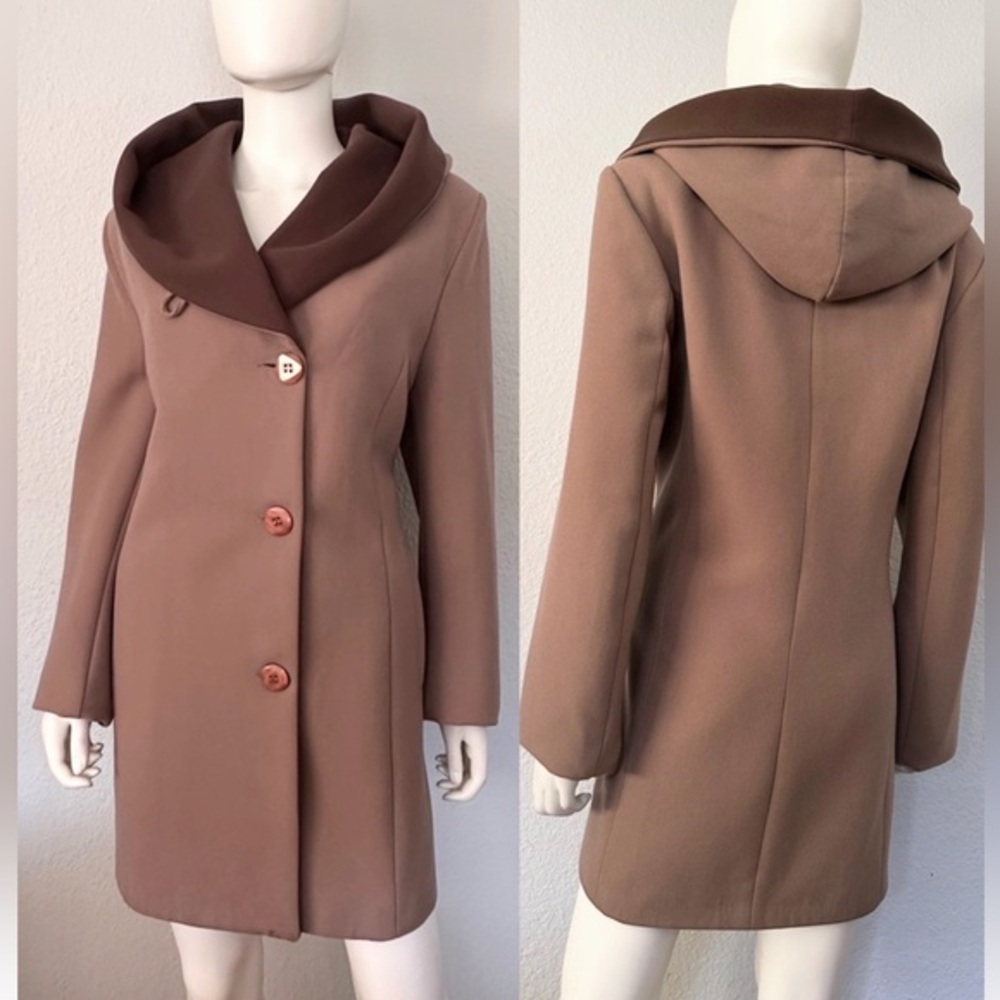 NEW WOMEN PLUS SIZE WINTER SINGLE-BREASTED COAT WITH‎ TWO-TONE HOOD LINED JACKET